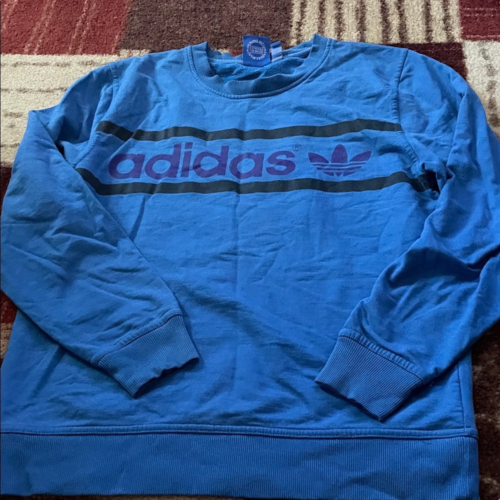 Adidas Men's Crewneck Sweater in Blue and Black